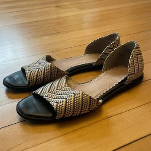 Woven Straw Sandal Peep Toe Flats